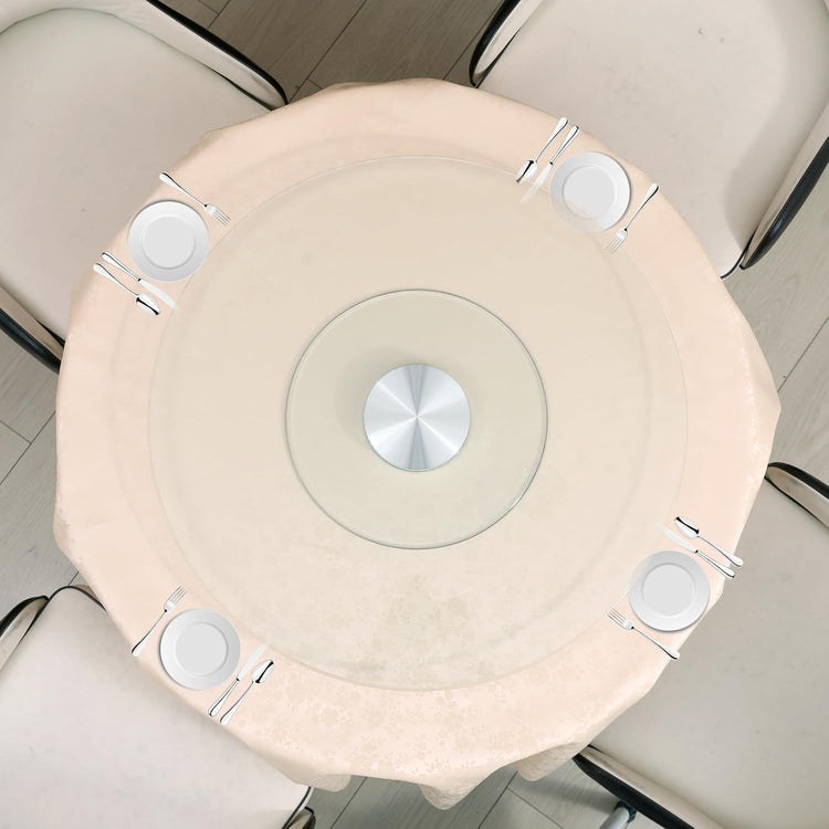 36-Inch Lazy Susan Turntable for Dining Table, Tempered Glass, 360° Rotation, Anti-Tip Design with 6 Rotating Wheels, Perfect for Parties, Weddings, and Family Dinners (36 inch)