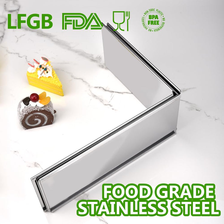 Rectangular Cake Ring Mold Stainless Steel Heavy Duty Adjustable Tiramisu Pan Big Size Extensible Pastry Shaping Mould for Baking