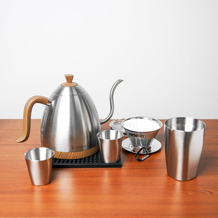 Brewista Artisan Electric Gooseneck Kettle, Water Boiler with LCD Panel, Precise Temperature Control, Fast Boiling and Keep Warm Settings for Pour-Over Coffee & Tea, Café, 1 Liter (Stainless Steel)