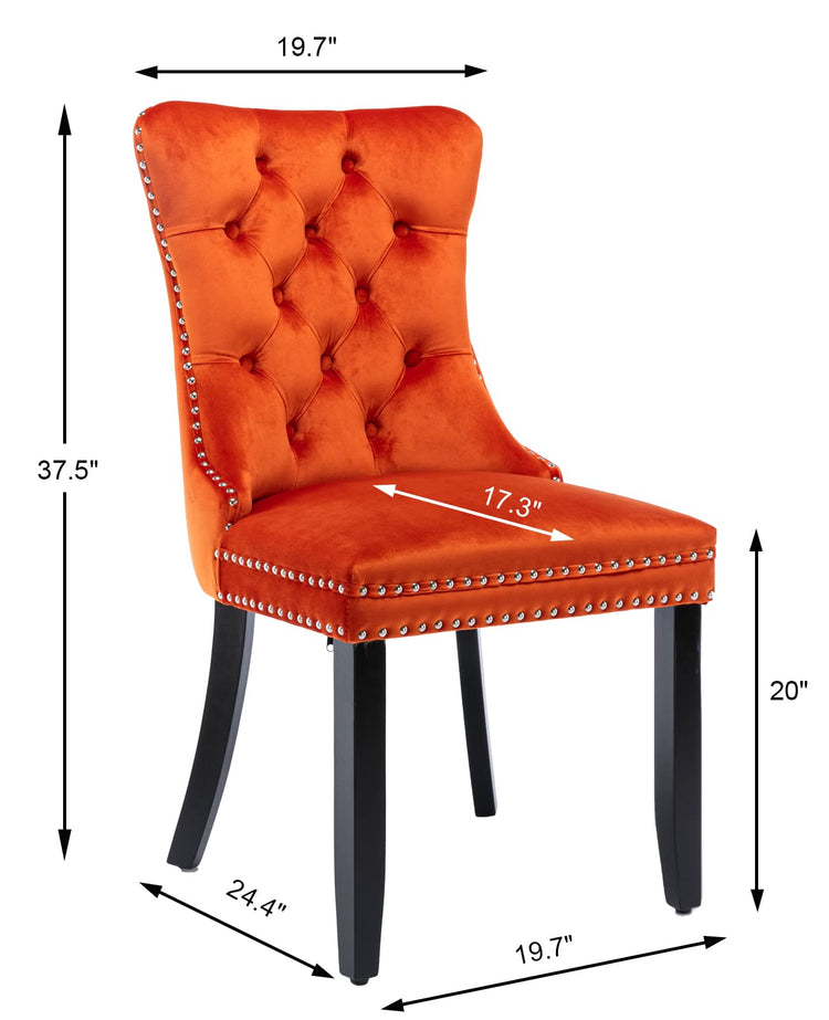 Orange Velvet Dining Chairs Set of 6 (6 Count)