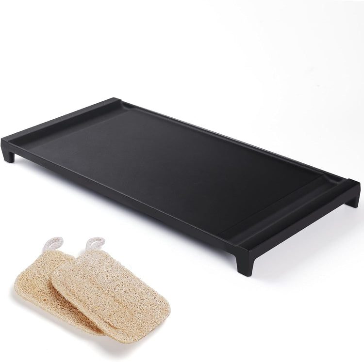 Upgraded Cast Iron WB31X24738 Griddle Replacement for GE Stove – Center Griddle Pan WB31X24998, 19.5"x9.5" Cooktop Griddle Plate, 2pcs Luffa Sponge, Nonstick Flat Top - Nestoria