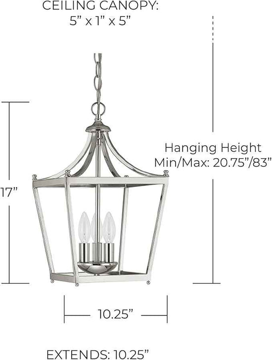 Capital Lighting 4036MB Stanton Geometric Metal Open Frame Lantern Foyer Pendant, 3-Light 180 Total Watts, 17" H x 10" W, Matte Black