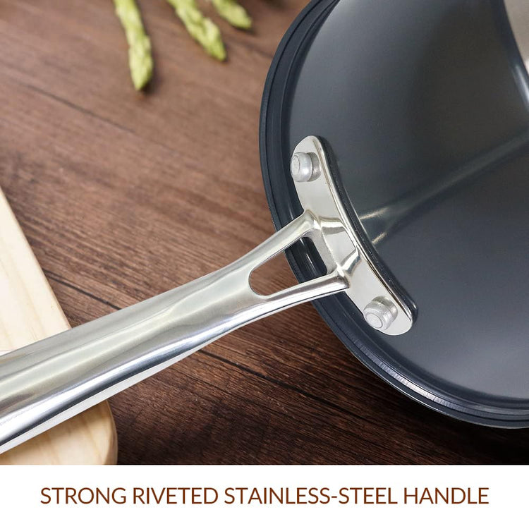 Matte Polished NICKEL FREE Stainless Steel 2.5 QT Sauce Pan with Glass Lid
