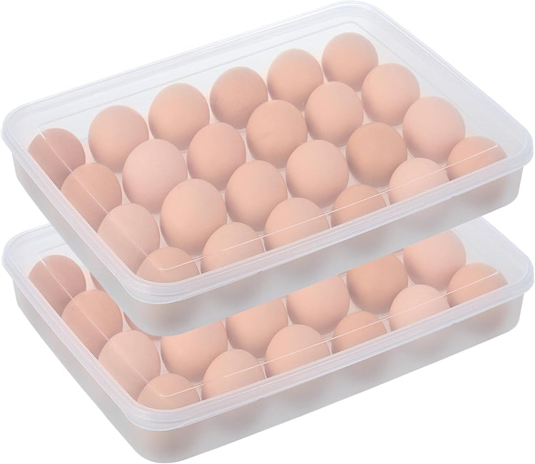 Deviled Egg Containers with Lid, (Set of 2),Stackable Plastic Egg Holder for 48 Eggs,Clear Egg Storage Holder for Fridge,Keep Fresh,Easter,Thanksgiving Party Kitchen Supplies