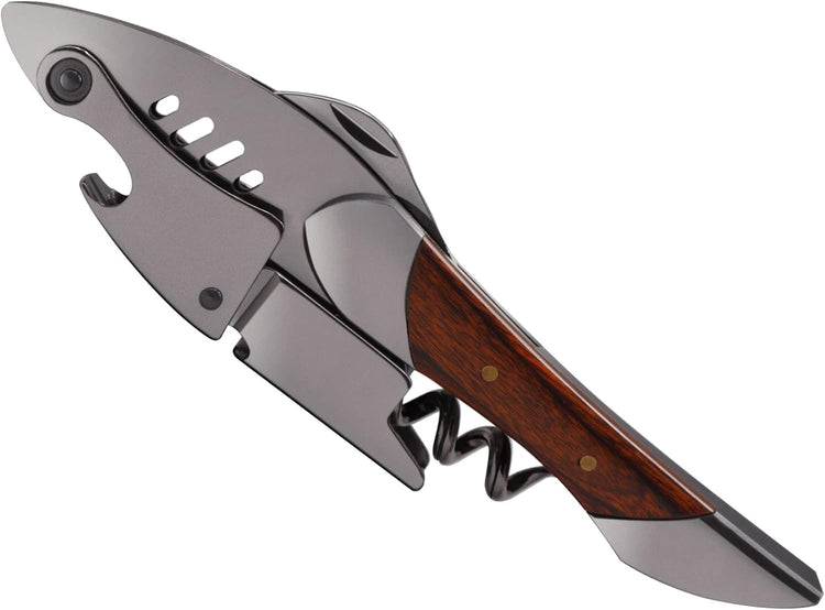 Waiters Corkscrew, Wine Bottle Opener, Heavy Duty Stainless Steel, Rosewood Handle, Shark Shaped Wine Key, Gift for Waiters, Bartenders, Sommelier
