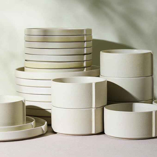 Stone Lain Bao 24-Piece Dinnerware Set Stoneware, Plates and Bowls Set, Dishwasher and Microwave Safe, Dish Set for 8, Beige