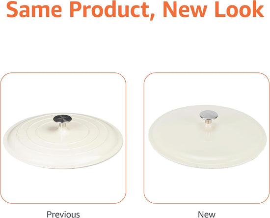 Amazon Basics Enameled Cast Iron Covered Round Casserole Skillet with Lid for Oven, 3.3-Quart, White - Nestoria
