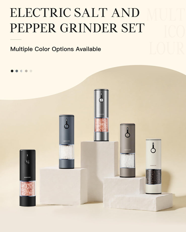 Stainless Steel Rechargeable Electric Salt and Pepper Grinder Set