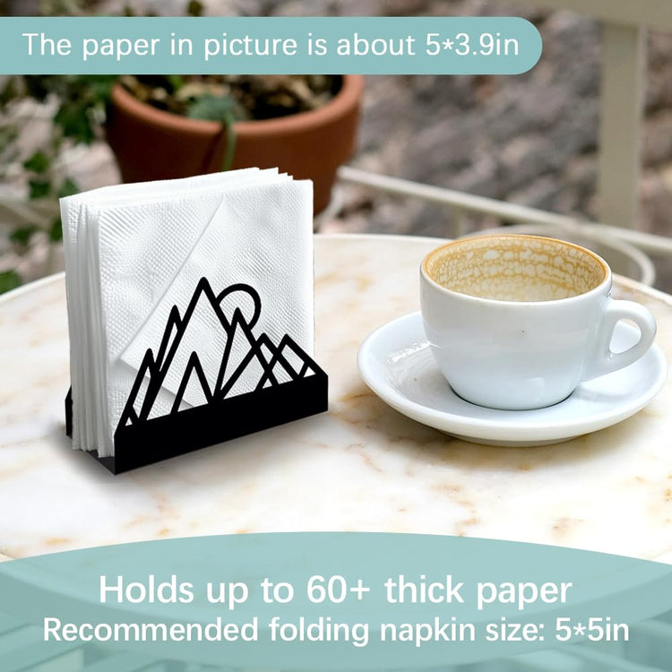 Geometric Mountains Decor Black Metal Napkin Holder for Table