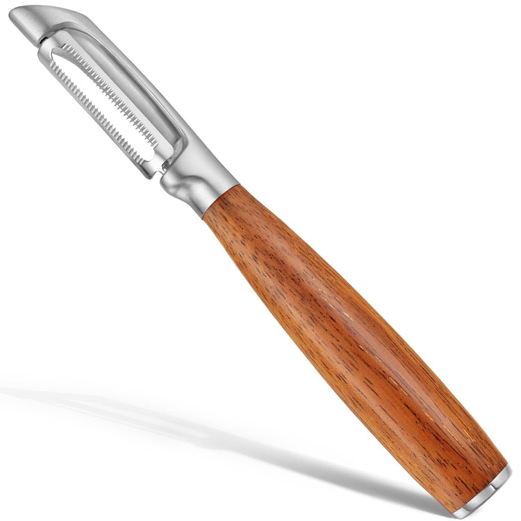 Serrated Blade Premium I Type 304 Stainless Steel Multifunctional Kitchen Peeler Real Wood Handle Ultra Sharp Blade Vegetable Potato Apple