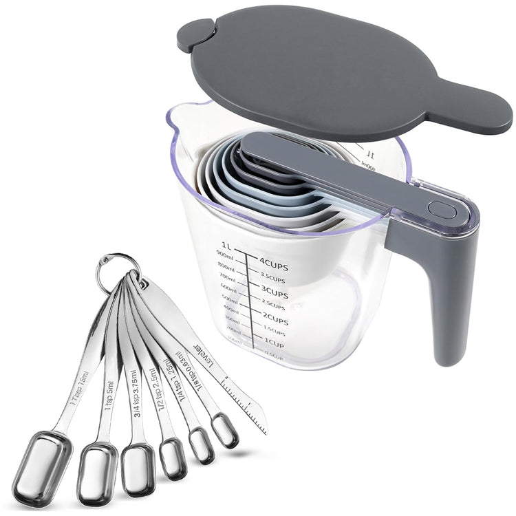 17 Pc Stainless Steel Measuring Cups and Spoons Set