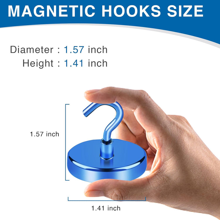 LOVIMAG Cruise Ship Essentials - 150Lbs Heavy Duty Magnetic Hooks, Blue, 12 Pack