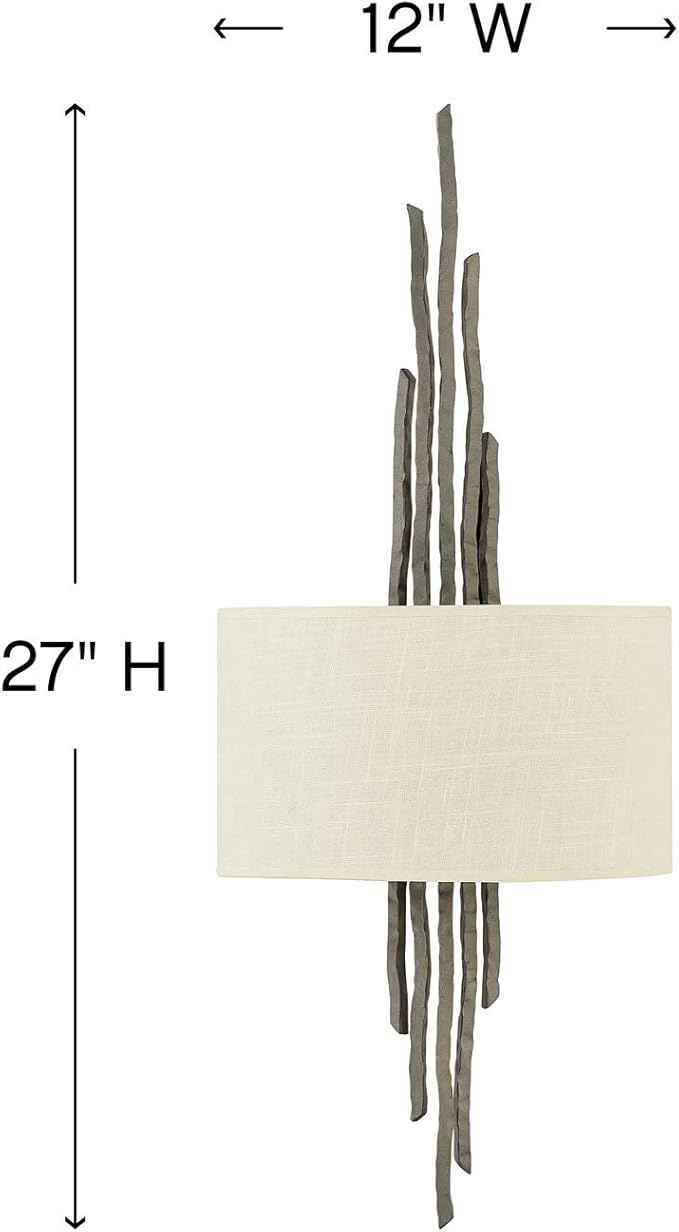 Fredrick Raymond Spyre Large Two Light Sconce - Artisanal, Natural Linen Shade, Hand Hammered - Metallic Matte Bronze Finish