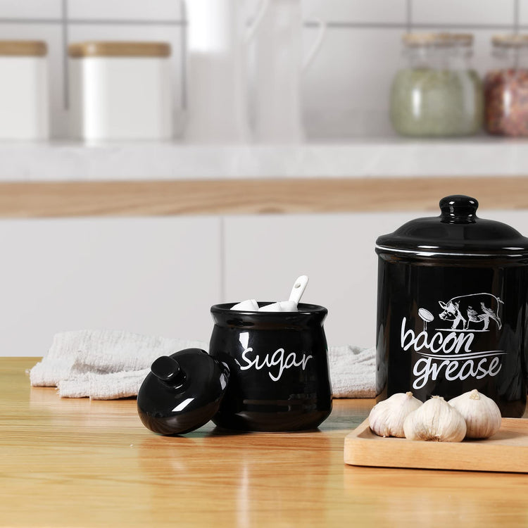 Ceramic Sugar Bowl with Lid and Spoon 12oz