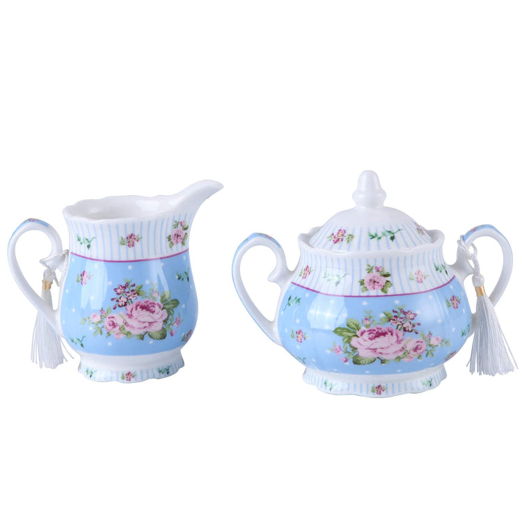 Porcelain Teapot Sugar Bowl and Cream Milk Jug Shabby Chic Vintage Floral in Gift box 40oz