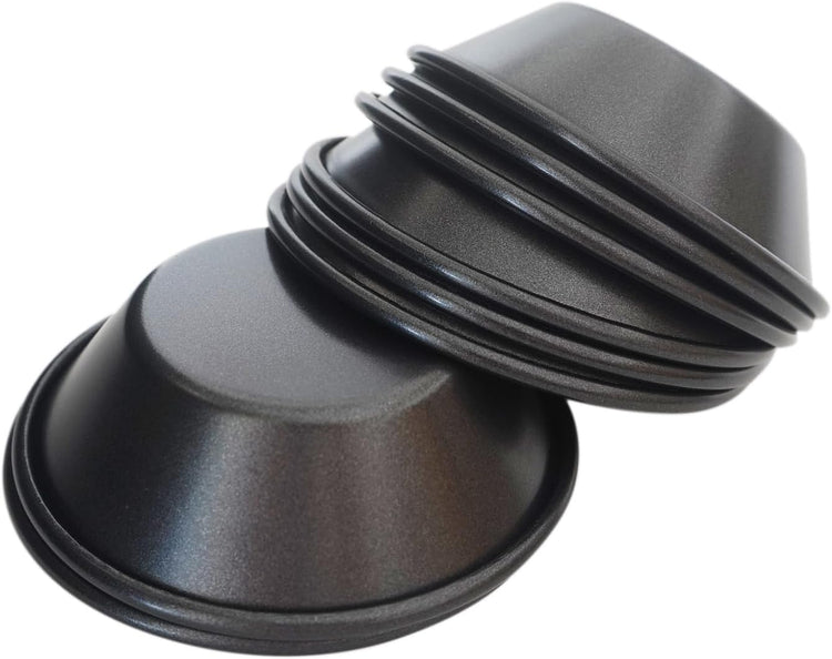 3 Inch Tart Pan, Carbon Steel Pastel De Nata Tins, Nonstick Egg Tart Molds, Mini Round Quiche and Pie Pan for Tartlet, Cupcake, Pudding, Muffin Baking - 8Pcs, Black