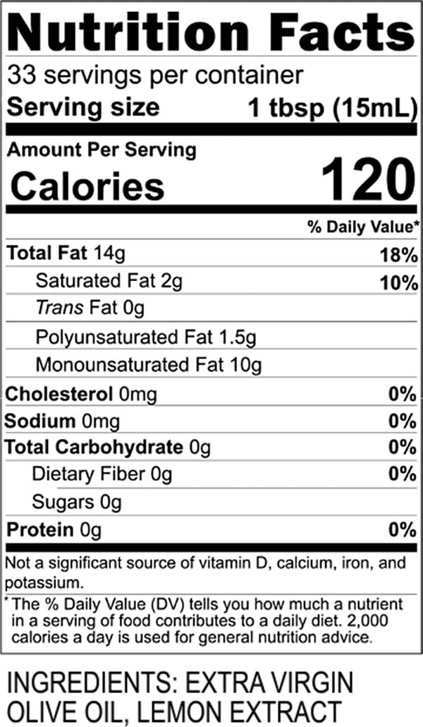Lemon Infused Extra Virgin Olive Oil (16.9 Fl Oz)