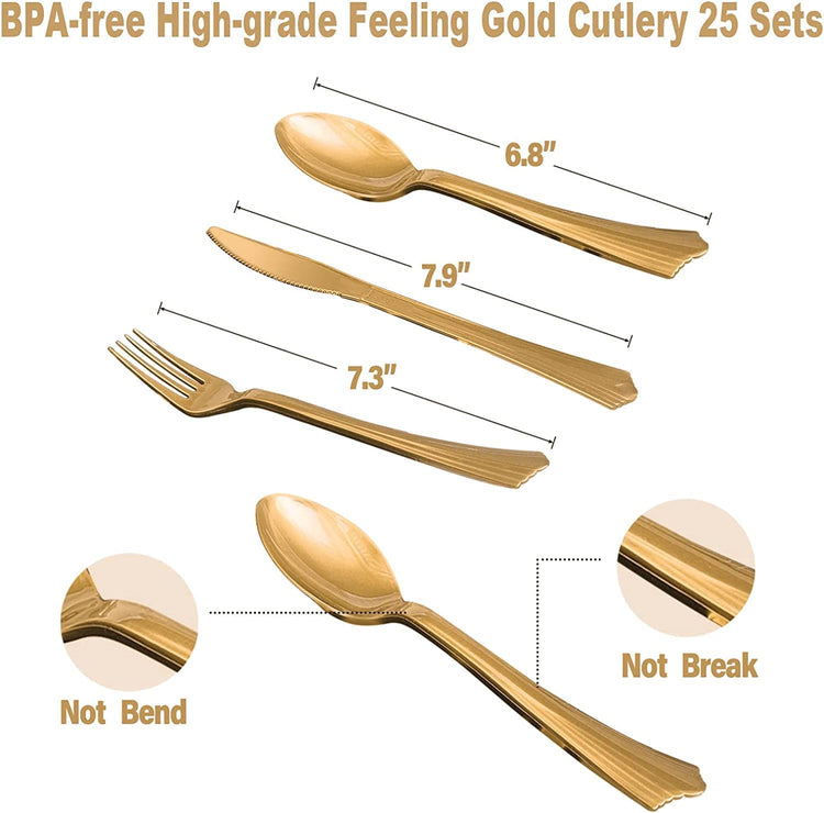 Blue Gold Paper Plates Set (175 Count)