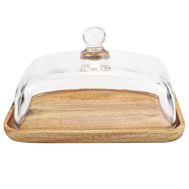 Glass Butter Dish with Lid Clear Glass Butter Keeper Container for Butter
