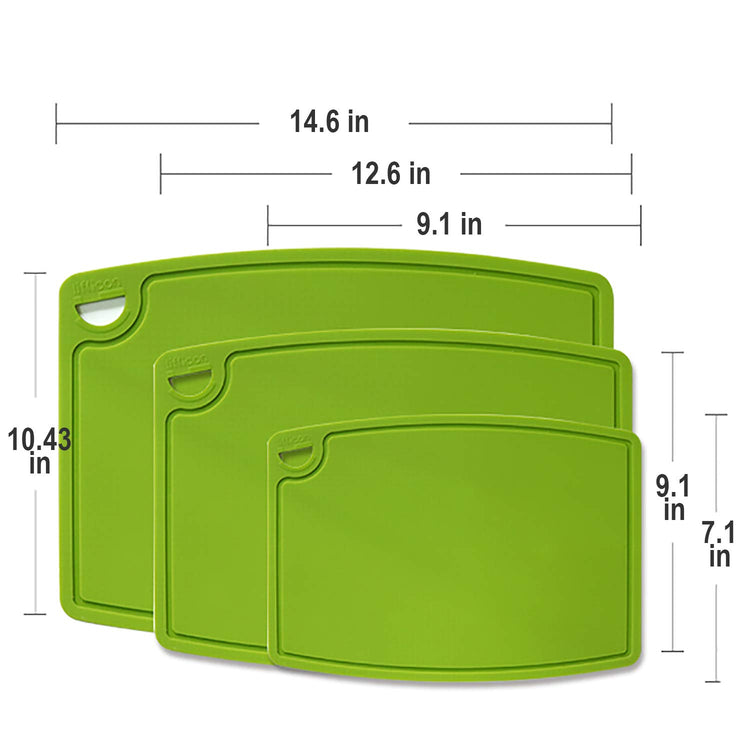 Silicone Thick Cutting Boards Mats Set of 3 Foldable & Flexible Design Juice Grooves Easy Grip Handle Dishwasher Safe for Kitchen (3 Count)