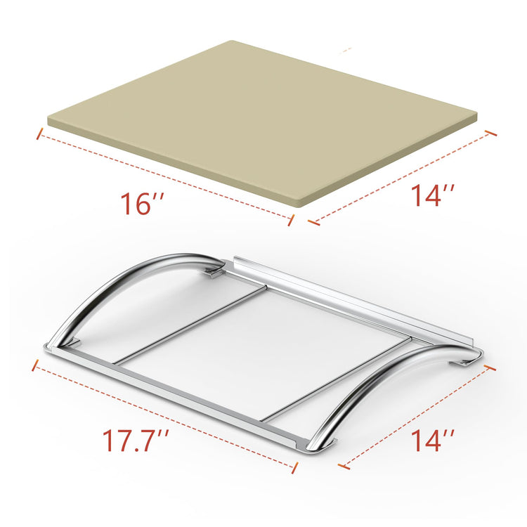 16" Cordierite Pizza Stone with Removable Stainless Steel Rack