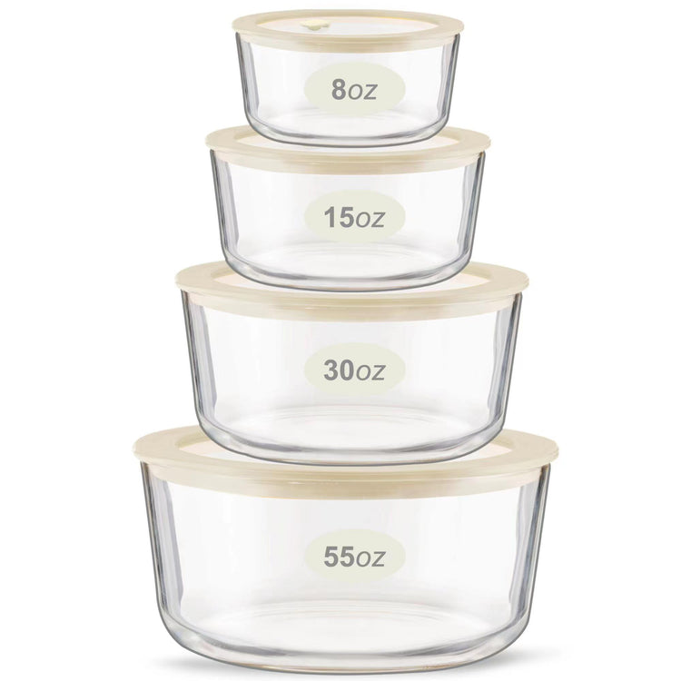 Glass Food Container Set with Glass Lid (3 Count)