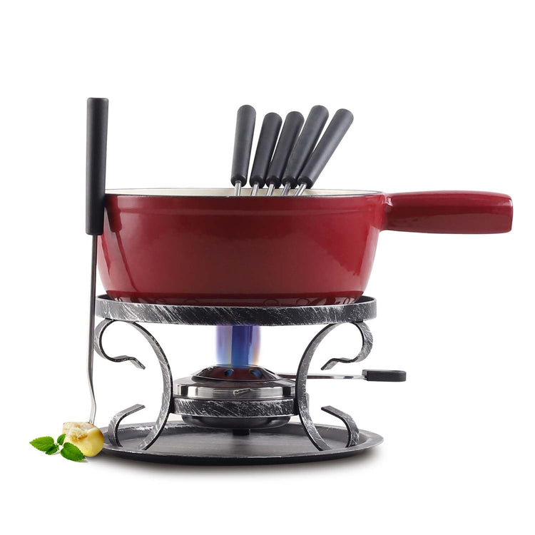 Cast Iron Swiss Fondue Set for 4