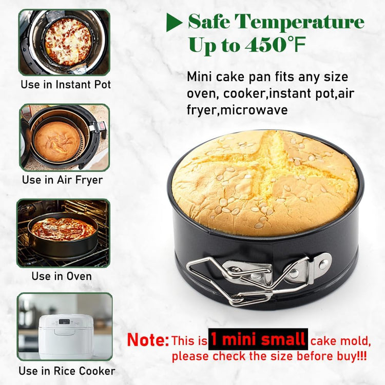 Tellshun 4 Pack Small Springform Cheesecakes Pan Tins Set 4 Inch Mini Baking Mold 4 Pieces Round Leakproof Nonstick Removable Bottom Bakeware for Pie Pizzas and Quiches Includes 50Pcs Parchment Paper