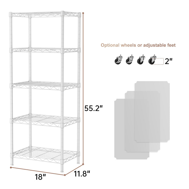 5 Small Wire Shelves Kitchen Pantry Close Home Organizers and Storage Bathroom Shelf Laundry Room Organization Adjustable Book Metal Garage Shelving Unit