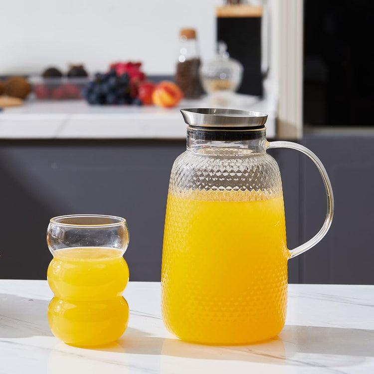 Pineapple Series 78 Oz Borosilicate Glass Pitcher with Lid