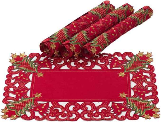 Fennco Styles Pandoro Collection Holiday Christmas Tree Tablecloth (Ivory, 14"x20" Placemat-Set of 4)