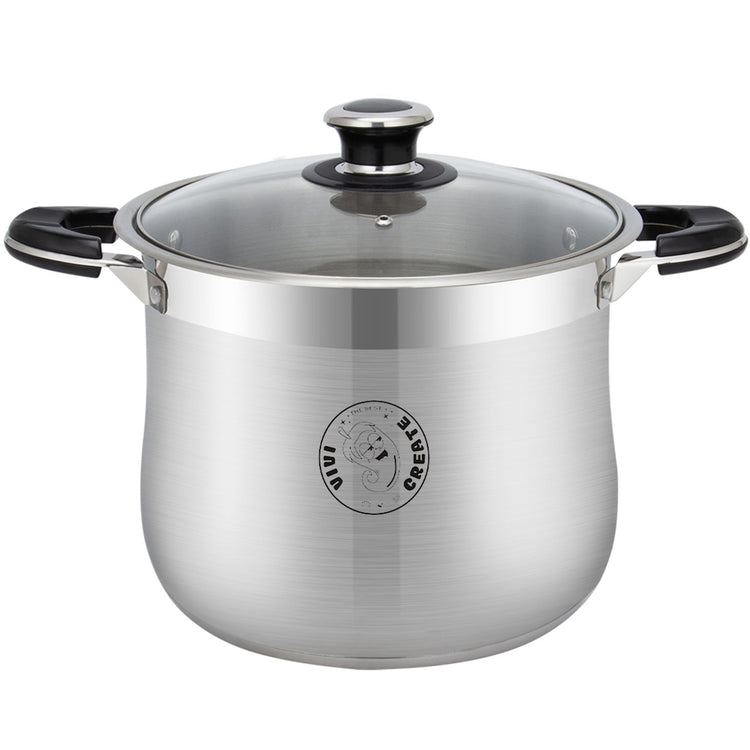 11.5 Quart Stainless Steel Stock Pot with Lid Large Induction Cooking Pot for Pasta Soup Boiling Stew with Measurement Marks and Handles