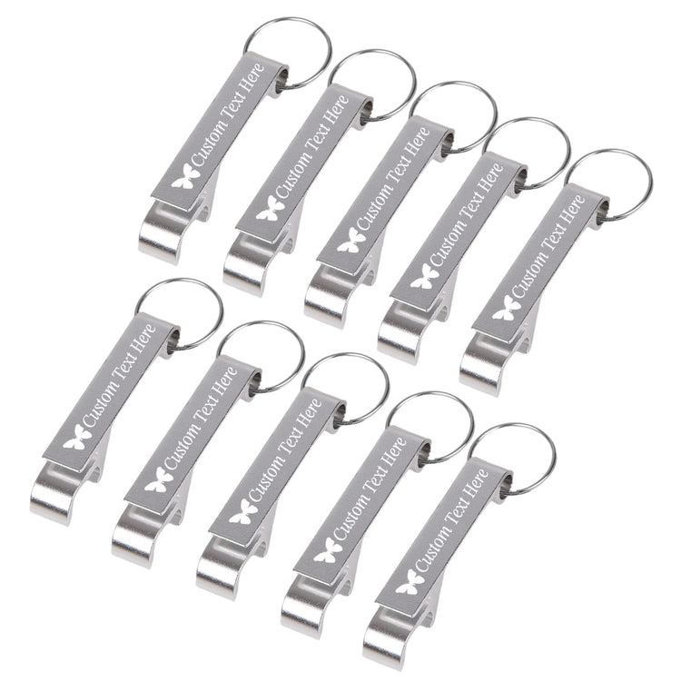 10PCS Personalized Bottle Opener Keychain Bulk Custom Beer Bottle Opener with Logo Text Engraved Wedding Bottle Opener Favors Customized Gifts for Guests Baby Shower Birthday Party (10 Count)