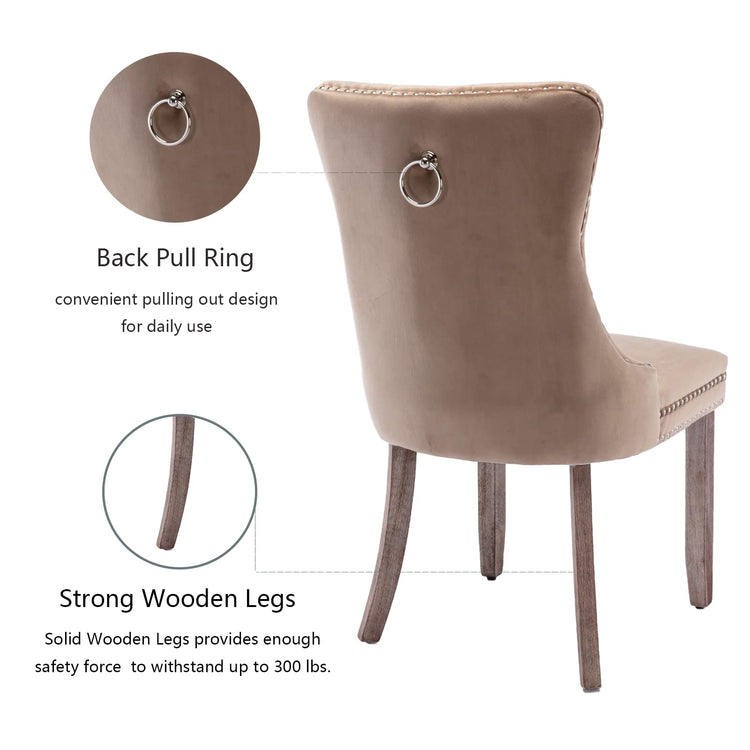 Khaki Velvet Dining Chairs Set of 2 (2 Count)