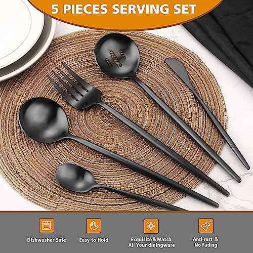 5pcs Matte Black Serving Set