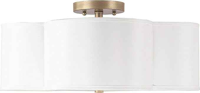 Capital Lighting 4453BG-561 Quinn Decorative Fabric Shade Semi Flush Ceiling Light Fixture, 4-Light 240 Total Watts, 8" H x 18" W, Brushed Gold