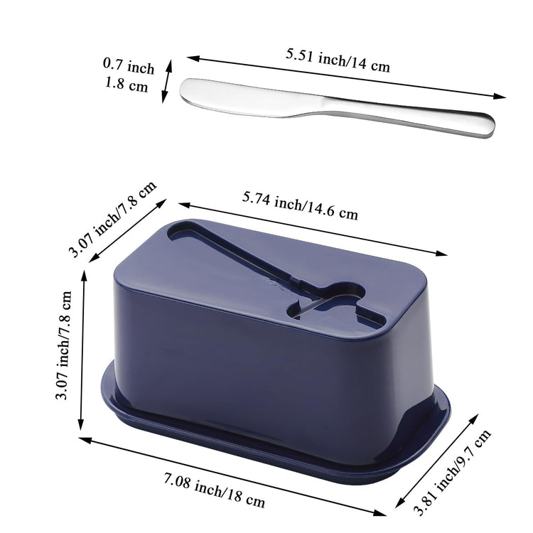 Butter Dish with Lid for Countertop and Refrigerator Door Shelf with Butter Spreader Knife