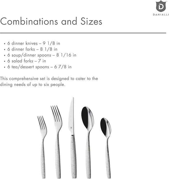 Engraved Silverware Set for 6 | 18/10 Stainless Steel Flatware with Mirror Finish and Engraved Handles | Heavy-Duty, Dishwasher Safe, Built to Last (30-Piece, Mezzano Engraved)
