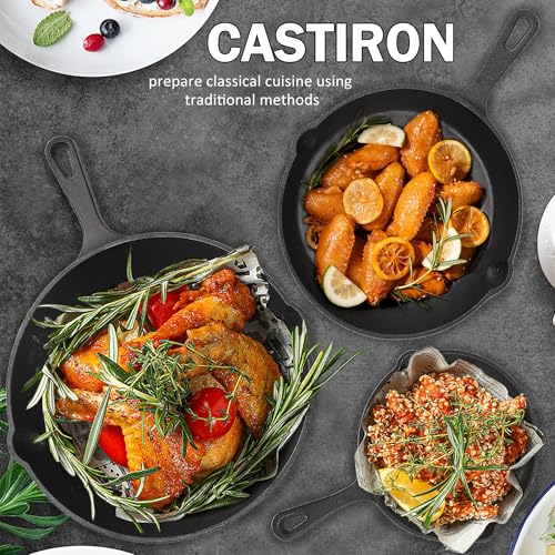 Cast Iron Skillet Pan Set of 3