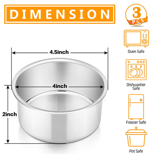4 Inch Round Cake Pan Set of 3 (3 Count)