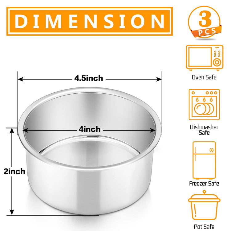 4 Inch Round Cake Pan Set of 3 (3 Count)