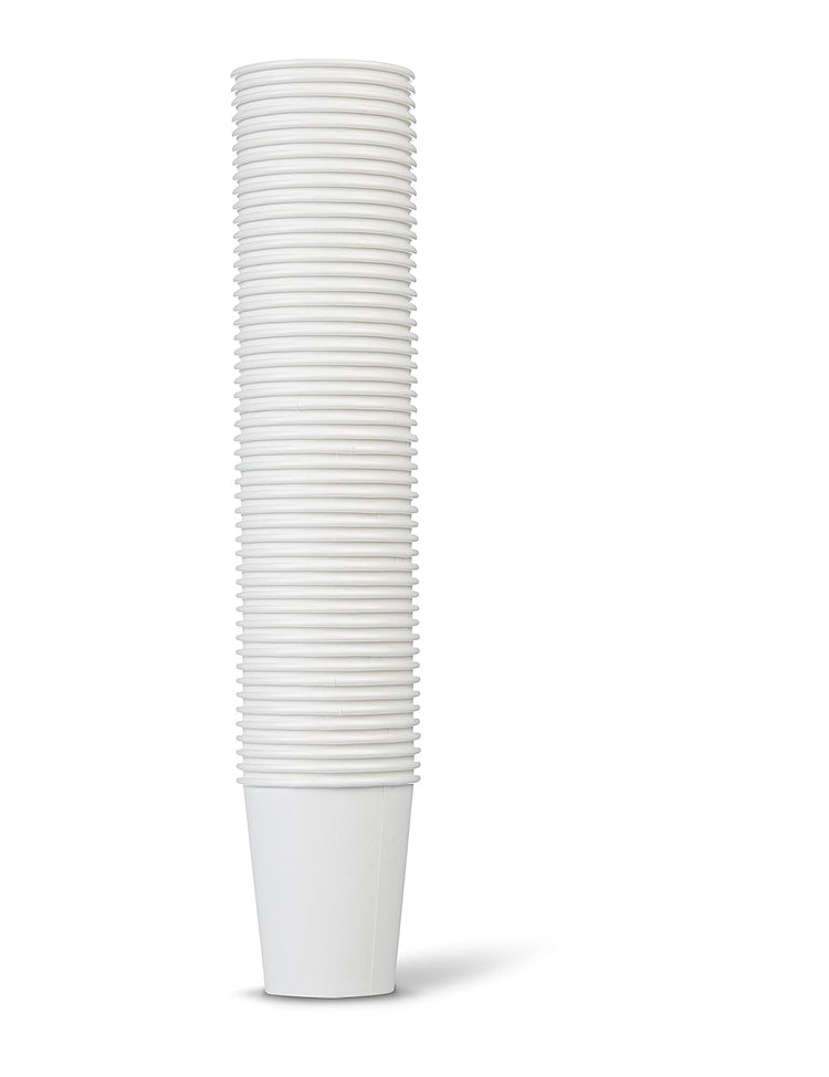 Amazon Basics Disposable Coffee Cups, 8 ounces, Paper, 1000 Count (Pack of 1), White