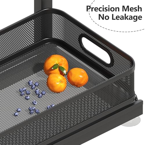 2 Pack Under Sink Storage Organizer with 2 (Black / 2 Pack-15.4"Dx11.8"-16.5"H)
