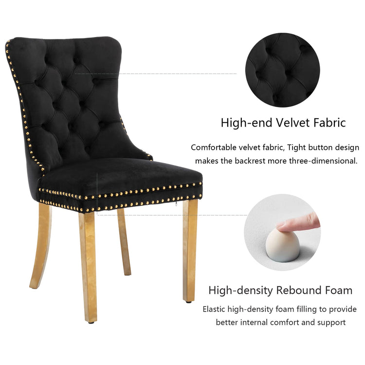 Black and Gold Velvet Dining Chairs Set of 6 (6 Count)