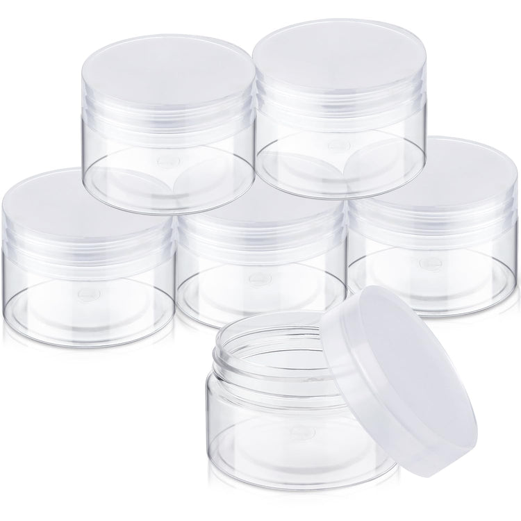 6 Pack 3 oz Plastic Jars Containers with Lids Wide (6 Count)