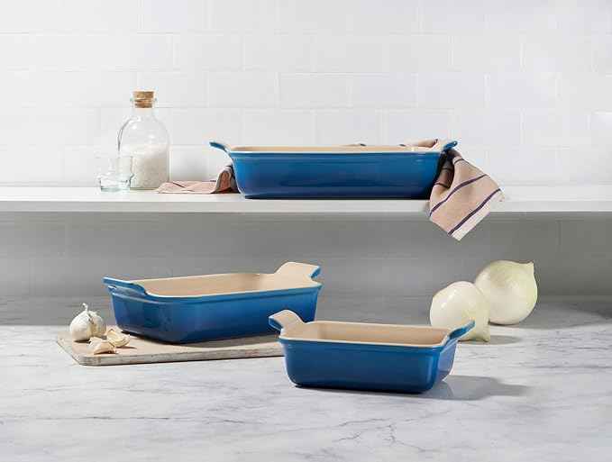 Le Creuset Stoneware Heritage Set 3 Rectangular Dishes, Peche
