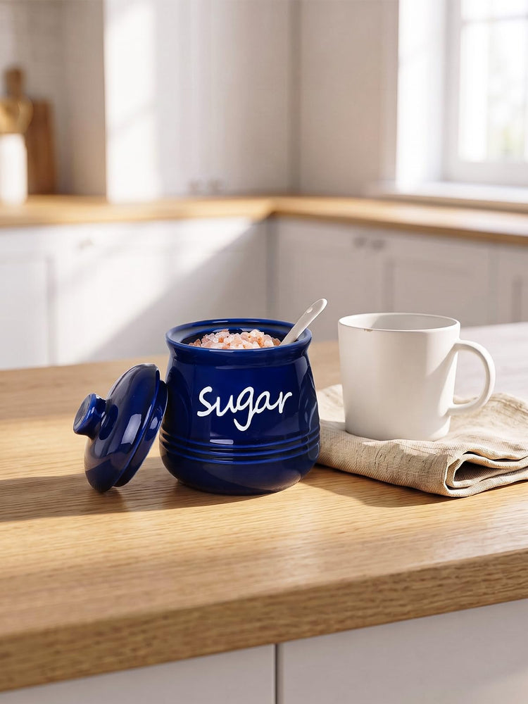 12oz Ceramic Sugar Bowl with Lid and Spoon