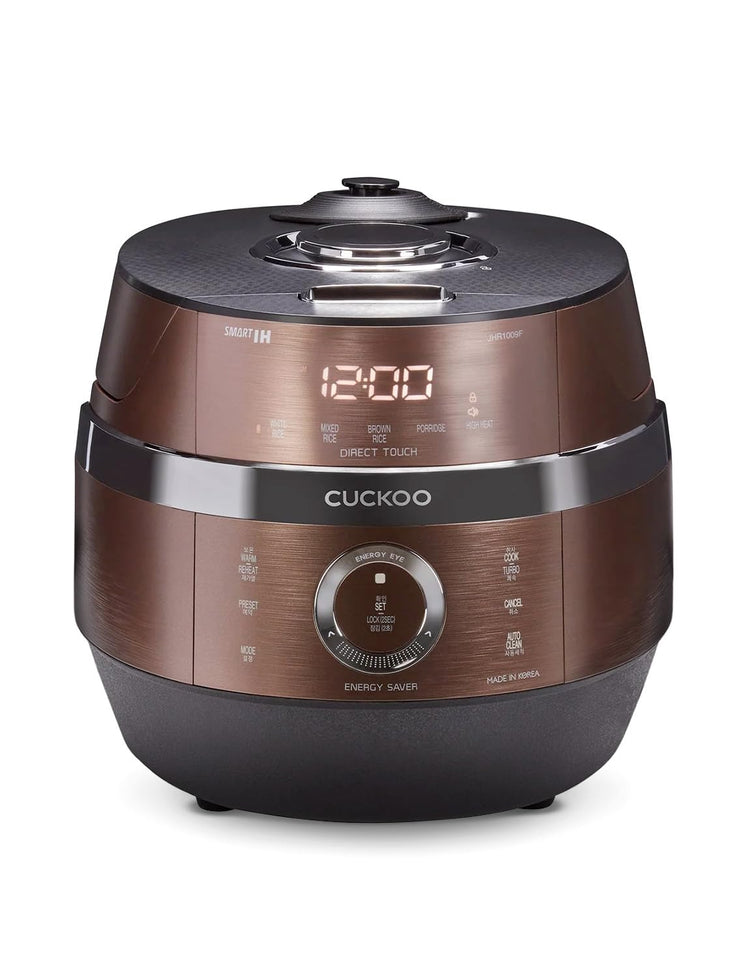 CRP-JHR1009F | 10-Cup (Uncooked) Induction Heating Pressure Rice Cooker | 19 Menu Options, Auto-Clean, Voice Guide, Made in Korea | Copper