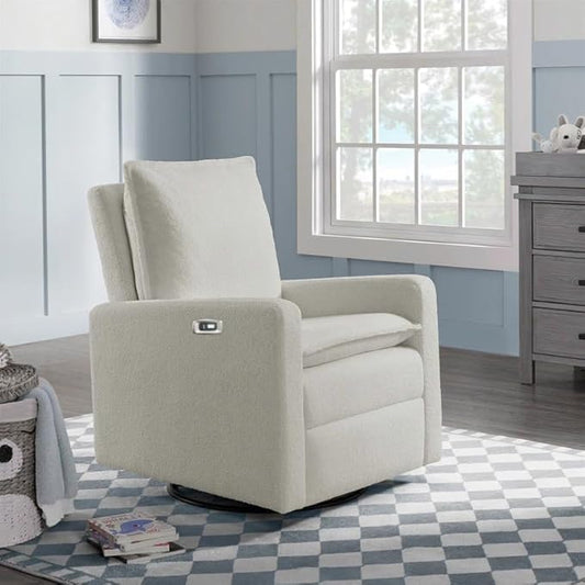 Oxford Baby Uptown Power Recliner/Glider, Boucle White