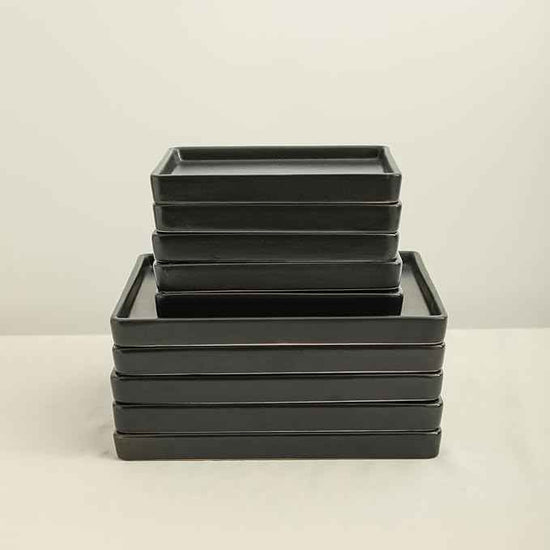 Stone Lain 24 Pieces Stoneware Square Dinnerware Set, Black Matte